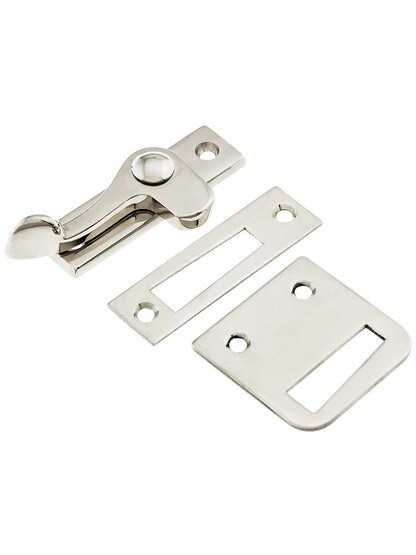 Vertical Lever Style Casement Latch - Right Hand in Polished Nickel.